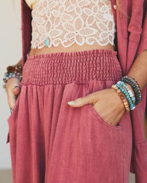 Pure Soul Linen Pants - Boho Red L / Boho Red