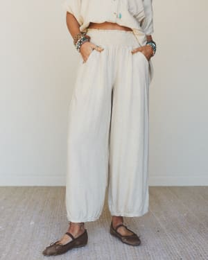 Pure Soul Linen Pants - Oatmeal L / Oatmeal