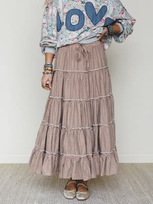 Polka Dot Darling Maxi Skirt - Mocha L / Mocha