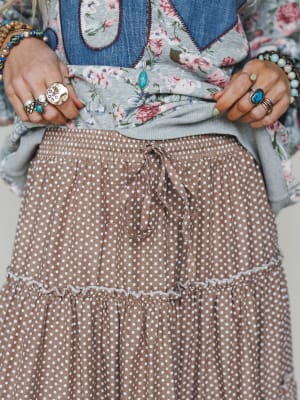 Polka Dot Darling Maxi Skirt - Mocha L / Mocha