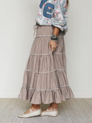 Polka Dot Darling Maxi Skirt - Mocha L / Mocha