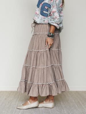 Polka Dot Darling Maxi Skirt - Mocha L / Mocha
