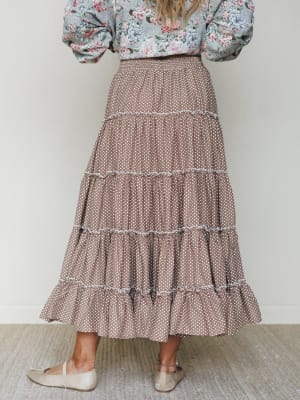 Polka Dot Darling Maxi Skirt - Mocha L / Mocha