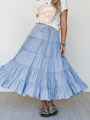 Twirling Affairs Maxi Skirt - Blue L / Blue