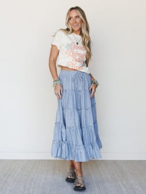Twirling Affairs Maxi Skirt - Blue L / Blue