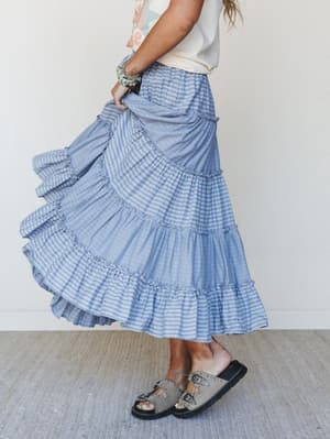 Twirling Affairs Maxi Skirt - Blue L / Blue