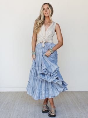 Twirling Affairs Maxi Skirt - Blue L / Blue