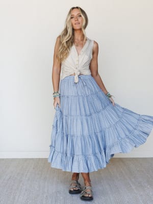 Twirling Affairs Maxi Skirt - Blue L / Blue
