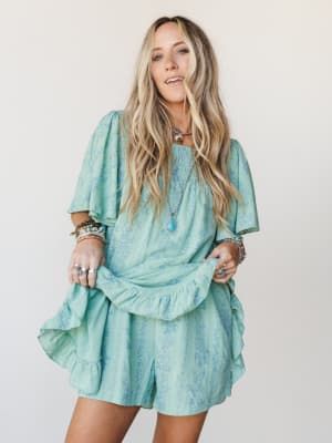 Goldie Floral Romper - Sage S / Sage