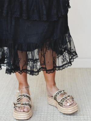 Elowen Ruffle Maxi Skirt - Black M / Black