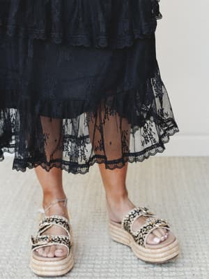 Elowen Ruffle Maxi Skirt - Black M / Black