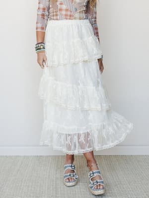 Elowen Ruffle Maxi Skirt: undefined
