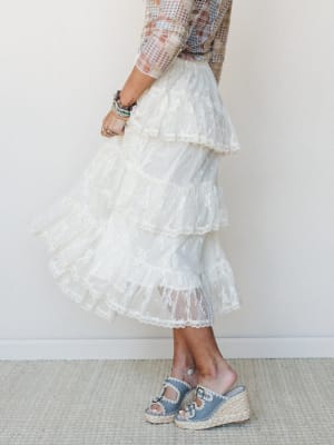 Elowen Ruffle Maxi Skirt - Ecru S / Ecru