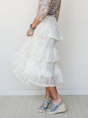 Elowen Ruffle Maxi Skirt - Ecru S / Ecru