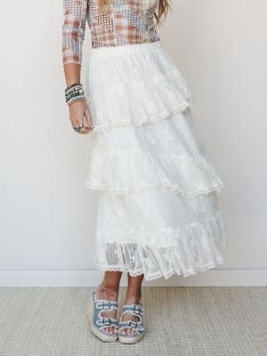 Elowen Ruffle Maxi Skirt - Ecru S / Ecru