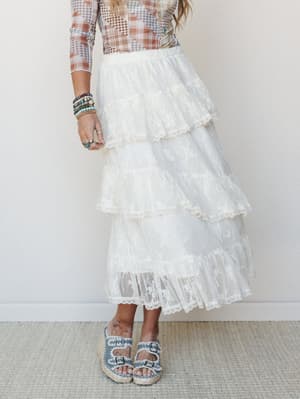 Elowen Ruffle Maxi Skirt - Ecru S / Ecru
