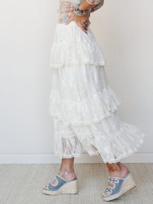 Elowen Ruffle Maxi Skirt - Ecru S / Ecru