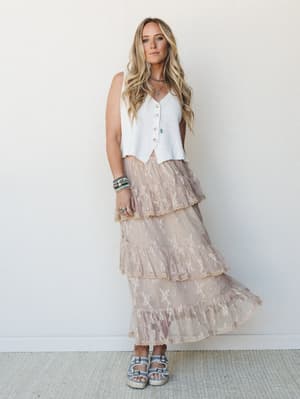 Elowen Ruffle Maxi Skirt - Latte L / Latte