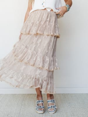 Elowen Ruffle Maxi Skirt - Latte L / Latte