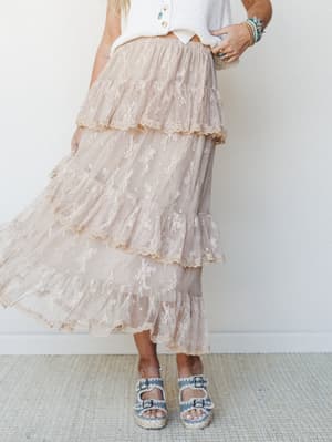 Elowen Ruffle Maxi Skirt: undefined