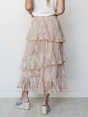 Elowen Ruffle Maxi Skirt - Latte L / Latte
