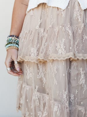 Elowen Ruffle Maxi Skirt - Latte L / Latte