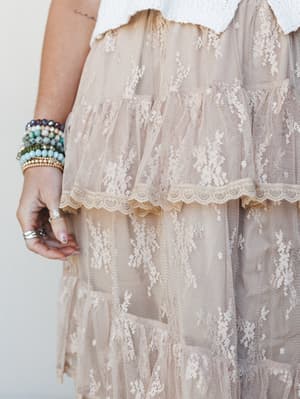 Elowen Ruffle Maxi Skirt - Latte L / Latte