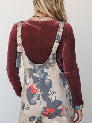 Cherry Blooms Jumpsuit - Camel