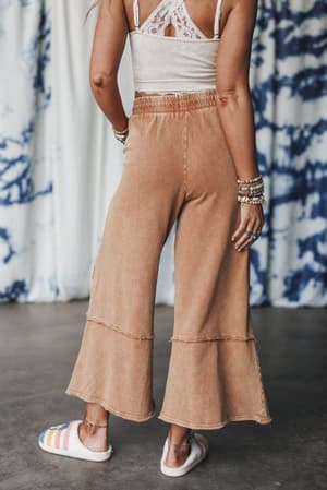 ethereal-blooms-wide-leg-pants-almond/Brown
