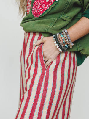 Star of the Sun Striped Pants
- Red L / Red
