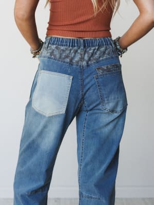 Hazel Patchwork Jeans - Washed Denim S / Washed Denim