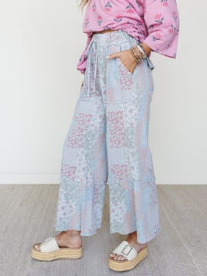 Spring Flower Pants - Peri Blue L / Peri Blue