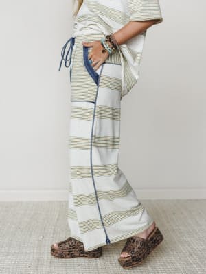 Striped Shores Pants - Olive S / Olive