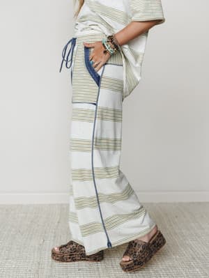 Striped Shores Pants - Olive S / Olive