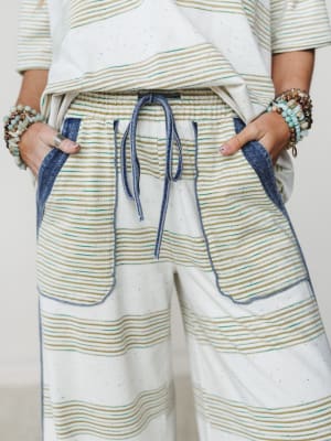 Striped Shores Pants - Olive S / Olive
