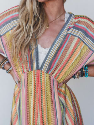 Island Tan V Neck Maxi Dress - Yellow Multi L / Yellow