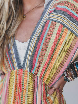 Island Tan V Neck Maxi Dress - Yellow Multi L / Yellow