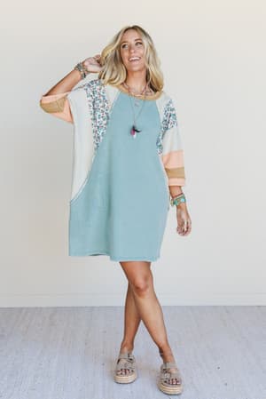 endlessly-yours-terry-knit-dress-teal/Blue