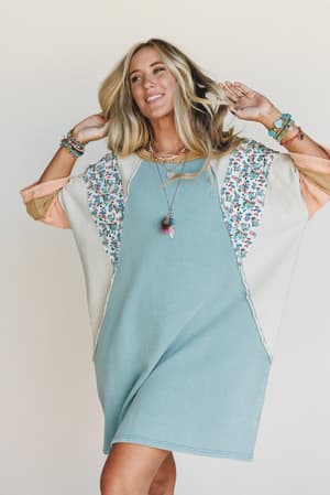 endlessly-yours-terry-knit-dress-teal/Blue