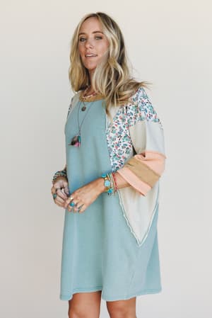endlessly-yours-terry-knit-dress-teal/Blue