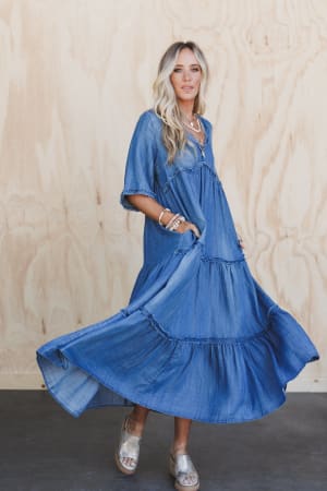 fiona-tiered-maxi-dress-dark-denim/Blue