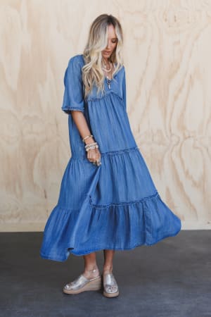 fiona-tiered-maxi-dress-dark-denim/Blue