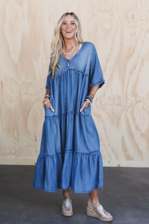 fiona-tiered-maxi-dress-dark-denim/Blue