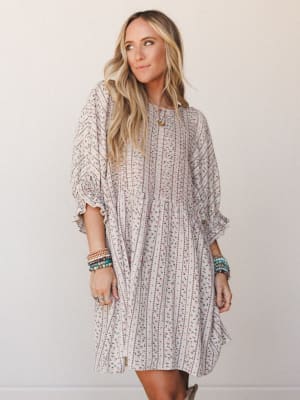 Quinn Puff Sleeve Mini Dress Floral - Sage Grey L / Sage Grey
