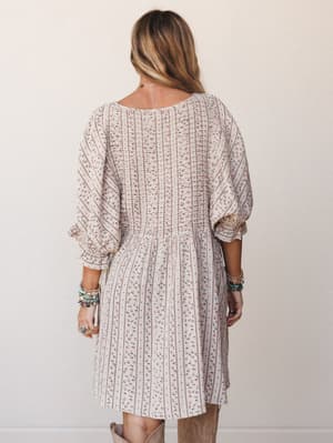 Quinn Puff Sleeve Mini Dress Floral - Sage Grey L / Sage Grey
