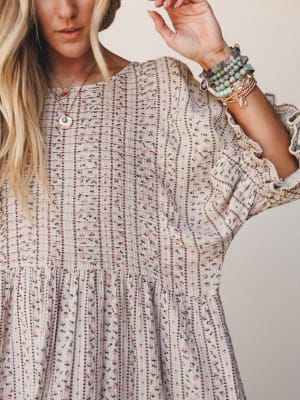 Quinn Puff Sleeve Mini Dress Floral - Sage Grey L / Sage Grey