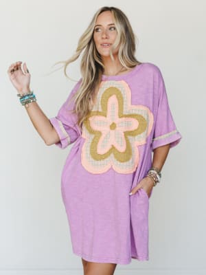 Flower Power Tee Dress - Orchid M / Orchid