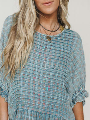 Quinn Puff Sleeve Maxi Dress - Faded Teal L / Faded Teal