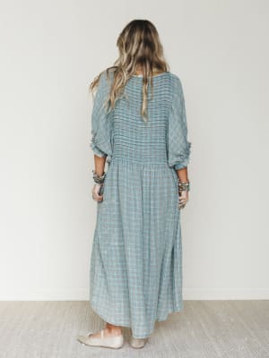 Quinn Puff Sleeve Maxi Dress - Faded Teal L / Faded Teal