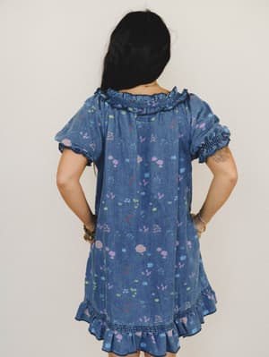 Lovely Petals Dress - Washed Denim L / Washed Denim